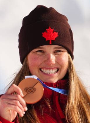 February 9, 2026, Livigno, Italy: Megan Oldham, of Canada, reacts after winning the bronze medal in the women s freeski slopestyle final at the Milano Cortina 2026 Winter Olympic Games, Olympische Spiele, Olympia, OS in Livigno, Italy on Monday, Feb. 9, 2026. Canada News - February 9, 2026  - ZUMAc35_ 20260209_zaf_c35_046 Copyright: xSeanxKilpatrickx