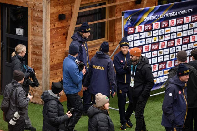 260209 Edvin Anger and team manager Anders Byström of the Swedish national cross-country skiing team at a press meet during day 3 of the 2026 Winter Olympics on February 9, 2026 in Val di Fiemme. Photo: Maxim Thore BILDBYRAN kod MT MT0967 skidor cross-country skiing langrenn Olympic Games, Olympische Spiele, Olympia, OS olympics winter olympics os ol olympiska spel vinter-os olympiske leker milano cortina 2026 milan cortina 2026 milano cortina 2026 olympic games milano cortina 2026 winter olympic games milano cortina-os milano cortina-ol vinter-ol 3 bbeng sverige pressträff *** 260209 Edvin Anger and team manager Anders Byström of the Swedish national cross country skiing team at a press meet during day 3 of the 2026 Winter Olympics on February 9, 2026 in Val di Fiemme Photo Maxim Thore BILDBYRAN kod MT MT0967 skidor cross country skiing langrenn olympic games olympics winter olympics os ol olympiska spel vinter os olympiske leker milano cortina 2026 milan cortina 2026 milano cortina 2026 olympic games milano cortina 2026 winter olympic games milano cortina os milano cortina ol vinter ol 3 bbeng sverige pressträff  Copyright: MAXIMxTHORE BB260209MT076