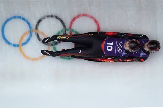 China™s GULIJIENAITI Adikeyoumu ZHAO Jiaying during Luge Women™s doubles official training at the Cortina Sliding Centre at the Milano Cortina 2026 Winter Olympics, in Cortina (Italy) February 9 , 2026 (Spada LaPresse)  Copyright: xSpada LaPressex