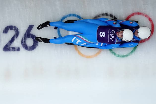 Italy ™s VOETTER Andrea OBERHOFER Marion during Luge Women™s doubles official training at the Cortina Sliding Centre at the Milano Cortina 2026 Winter Olympics, in Cortina (Italy) February 9 , 2026 (Spada LaPresse)  Copyright: xSpada LaPressex