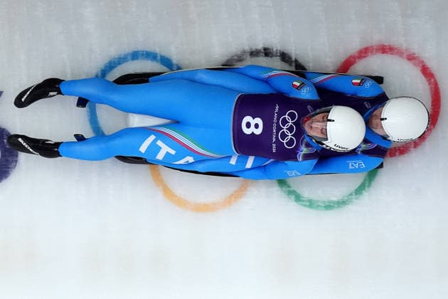 Italy ™s VOETTER Andrea OBERHOFER Marion during Luge Women™s doubles official training at the Cortina Sliding Centre at the Milano Cortina 2026 Winter Olympics, in Cortina (Italy) February 9 , 2026 (Spada LaPresse)  Copyright: xSpada LaPressex