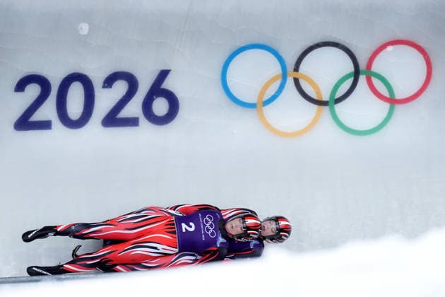 Austria ™s EGLE Selina KIPP Lara Michaela during Luge Women™s doubles official training at the Cortina Sliding Centre at the Milano Cortina 2026 Winter Olympics, in Cortina (Italy) February 9 , 2026 (Spada LaPresse)  Copyright: xSpada LaPressex