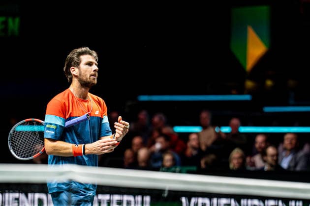 2026-02-09 ABN AMRO Open - Day One ROTTERDAM, NETHERLANDS - FEBRUARY 9: Cameron Norrie celebrates during Day One of the ABN AMRO Open at Rotterdam Ahoy on February 9, 2026 in Rotterdam, Netherlands. (Photo by Gabriel Calvino Alonso BSR Agency) Rotterdam Netherlands Content not available for redistribution in The Netherlands directly or indirectly through any third parties. Copyright: xBSRxAgencyx
