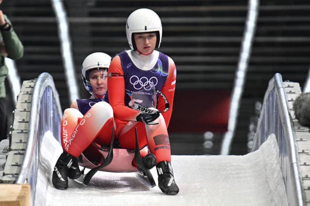 GIOCHI OLIMPICI - Olimpiadi Invernali Milano-Cortina 2026 - Luge Domowicz Nikola and Piwkowska Dominika from Poland during the Winter Olympic Games, Olympische Spiele, Olympia, OS Milano Cortina 2026, in Cortina Sliding Centre , on February 9 2026, in Cortina, Italy Cortina D Ampezzo Italy  Copyright: xIPAxSport ABACAx