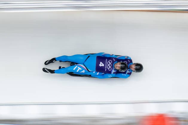 February 9, 2026, Cortina, Veneto, Italy: Rieder Emanuel and Kainzwaldner Simon from Italy during the Winter Olympic Games, Olympische Spiele, Olympia, OS Milano Cortina 2026, in Cortina Sliding Centre , on February 9 2026, in Cortina, Italy Cortina Italy - ZUMAm345 20260209_oly_m345_071 Copyright: xFedericoxManonix