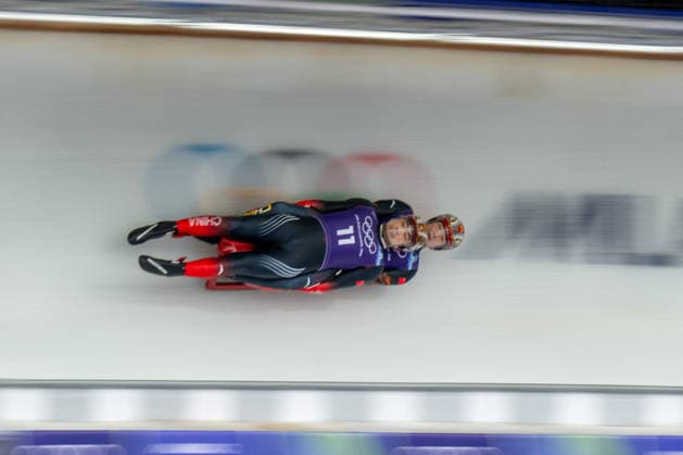 GIOCHI OLIMPICI - Olimpiadi Invernali Milano-Cortina 2026 - Luge Jubayi Saikeyi and Hou Shuo from People s Republic of China during the Winter Olympic Games, Olympische Spiele, Olympia, OS Milano Cortina 2026, in Cortina Sliding Centre , on February 9 2026, in Cortina, Italy Cortina D Ampezzo Italy  Copyright: xIPAxSport ABACAx