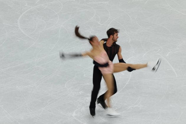 February 9, 2026, Milan, Lombardy, Italy: LAURENCE FOURNIER BEAUDRY and GUILLAUME CIZERON of France practice their Ice Dance Rhythm Dance of the Figure skating, Eiskunstlauf Team Event at the Milano Cortina 2026 Winter Olympic Games, Olympische Spiele, Olympia, OS Milan Italy - ZUMAc179 20260209_oly_c179_008 Copyright: xMickaelxChavetx