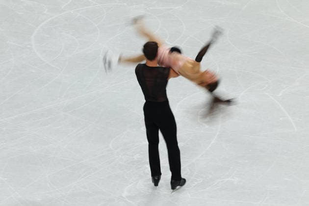 February 9, 2026, Milan, Lombardy, Italy: LAURENCE FOURNIER BEAUDRY and GUILLAUME CIZERON of France practice their Ice Dance Rhythm Dance of the Figure skating, Eiskunstlauf Team Event at the Milano Cortina 2026 Winter Olympic Games, Olympische Spiele, Olympia, OS Milan Italy - ZUMAc179 20260209_oly_c179_010 Copyright: xMickaelxChavetx