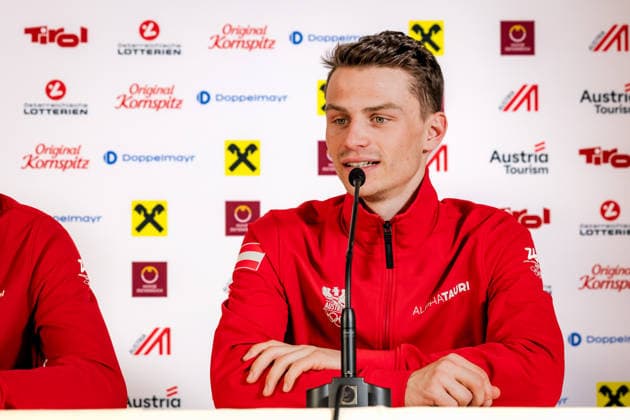 OLYMPICS - Winter Olympic Games, Olympische Spiele, Olympia, OS Milano Cortina 2026 VAL DI FIEMME,ITALY,09.FEB.26 - OLYMPICS, NORDIC SKIING, NORDIC COMBINED - Winter Olympic Games Milano Cortina 2026, press conference, PK, Pressekonferenz Ski Austria. Image shows Johannes Lamparter (AUT).  GEPAxpictures xMatthiasxTrinkl