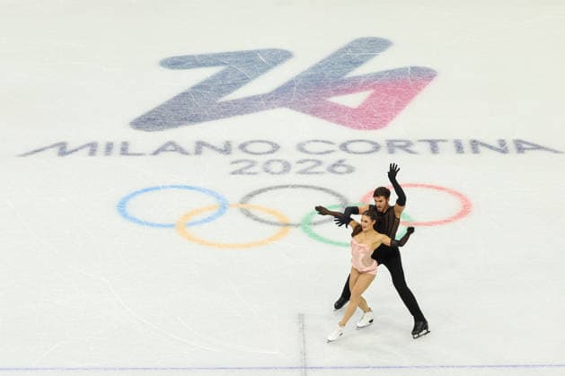 February 9, 2026, Milan, Lombardy, Italy: LAURENCE FOURNIER BEAUDRY and GUILLAUME CIZERON of France practice their Ice Dance Rhythm Dance of the Figure skating, Eiskunstlauf Team Event at the Milano Cortina 2026 Winter Olympic Games, Olympische Spiele, Olympia, OS Olympics 2026: Milano Cortina: Figure Skating Ice Dance Rhythm Dance  - ZUMAc179 20260209_oly_c179_036 Copyright: xMickaelxChavetx