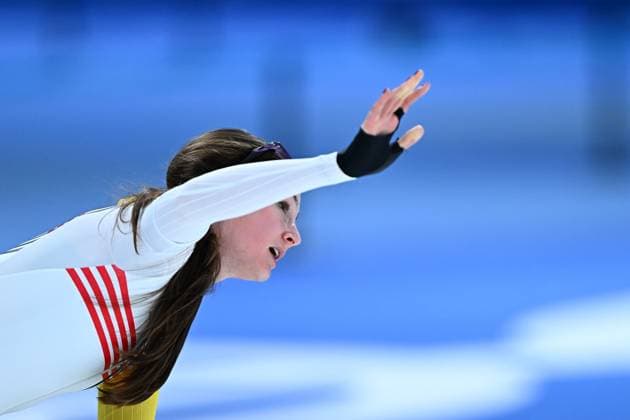 Belgian speed skater Fran Vanhoutte pictured during the Women s 1000m Speed skating, Eisschnelllauf race at the Milano Cortina 2026 Olympic Winter games, Winterspiele,Spiele, Summer games on Monday 09 February 2026 in Milan, Italy. The XXV Winter Olympics take place from 6 to 22 February 2026 in Italy. JASPERxJACOBS  x162169129x