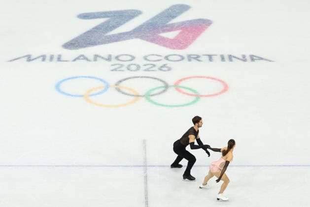 February 9, 2026, Milan, Lombardy, Italy: LAURENCE FOURNIER BEAUDRY and GUILLAUME CIZERON of France practice their Ice Dance Rhythm Dance of the Figure skating, Eiskunstlauf Team Event at the Milano Cortina 2026 Winter Olympic Games, Olympische Spiele, Olympia, OS Olympics 2026: Milano Cortina: Figure Skating Ice Dance Rhythm Dance  - ZUMAc179 20260209_oly_c179_048 Copyright: xMickaelxChavetx