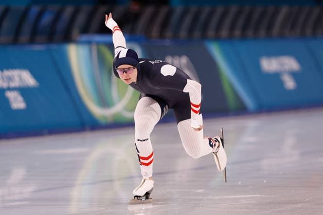 MILAN , 09-02-2026 , Milano Speed skating, Eisschnelllauf Stadium , season 2025 2026 , Olympic Winter games, Winterspiele,Spiele, Summer games 2026 - Speed Skating 1000m ladies, Picture shows Vanessa Herzog Olympic Winter Games 2026 - Speed Skating 1000m ladies  x201439714x Copyright: