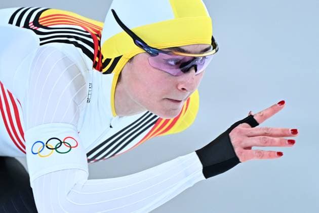 Belgian speed skater Fran Vanhoutte pictured in action during the Women s 1000m Speed skating, Eisschnelllauf race at the Milano Cortina 2026 Olympic Winter games, Winterspiele,Spiele, Summer games on Monday 09 February 2026 in Milan, Italy. The XXV Winter Olympics take place from 6 to 22 February 2026 in Italy. JASPERxJACOBS  x162170024x