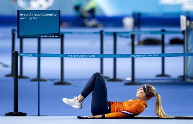 MILAN - Jutta Leerdam during the 1,000 meters of long track Speed skating, Eisschnelllauf at the Milan Speed Skating Stadium at the Milan Winter Olympics. ROBIN VAN LONKHUIJSEN ANP xVIxANPxSportx xxANPxIVx 550159917 originalFilename: 550159917.jpg