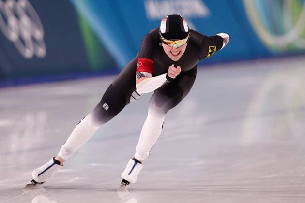 MILAN , 09-02-2026 , Milano Speed skating, Eisschnelllauf Stadium , season 2025 2026 , Olympic Winter games, Winterspiele,Spiele, Summer games 2026 - Speed Skating 1000m ladies, Picture shows Anna Ostlender Olympic Winter Games 2026 - Speed Skating 1000m ladies  x201439742x Copyright: