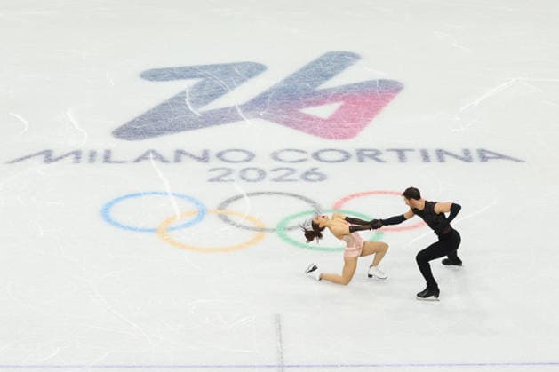 February 9, 2026, Milan, Lombardy, Italy: LAURENCE FOURNIER BEAUDRY and GUILLAUME CIZERON of France practice their Ice Dance Rhythm Dance of the Figure skating, Eiskunstlauf Team Event at the Milano Cortina 2026 Winter Olympic Games, Olympische Spiele, Olympia, OS Olympics 2026: Milano Cortina: Figure Skating Ice Dance Rhythm Dance  - ZUMAc179 20260209_oly_c179_053 Copyright: xMickaelxChavetx