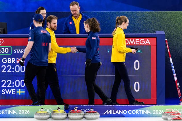 260209 Isabelle Wrana and Rasmus Wrana of Sweden competes in a round robin mixed doubles curling semifinal match between Great Britain and Sweden during day 3 of the 2026 Winter Olympics on February 9, 2026 in Cortina. Photo: Jon Olav Nesvold BILDBYRAN COP 217 JE0114 curling Olympic Games, Olympische Spiele, Olympia, OS olympics winter olympics os ol olympiska spel vinter-os olympiske leker milano cortina 2026 milan cortina 2026 milano cortina 2026 olympic games milano cortina 2026 winter olympic games milano cortina-os milano cortina-ol vinter-ol 3 bbeng sweden sverige *** 260209 Isabelle Wrana and Rasmus Wrana of Sweden competes in a round robin mixed doubles curling semifinal match between Great Britain and Sweden during day 3 of the 2026 Winter Olympics on February 9, 2026 in Cortina Photo Jon Olav Nesvold BILDBYRAN COP 217 JE0114 curling olympic games olympics winter olympics os ol olympiska spel vinter os olympiske leker milano cortina 2026 milan cortina 2026 milano cortina 2026 olympic games milano cortina 2026 winter olympic games milano cortina os milano cortina ol vinter ol 3 bbeng sweden sverige  Copyright: JONxOLAVxNESVOLD BB260209JE002