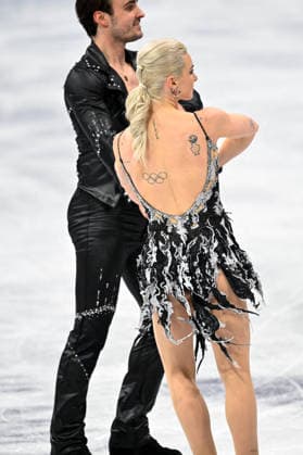Winter Olympics - Olivia Smart and Tim Dieck At Figure skating, Eiskunstlauf Team Event Practice - Milan Olivia Smart and Tim Dieck of Spain during their practice of the Figure Skating Team Event at the Milano Cortina 2026 Winter Olympic Games, Olympische Spiele, Olympia, OS at Milano Ice Skating Arena on February 8, 2026 in Milan, Italy. Olivia Smart has tattoos of the olympic rings on her back. Photo by JMP ABACAPRESS.COM Milan Italy  Copyright: xJMP ABACAx