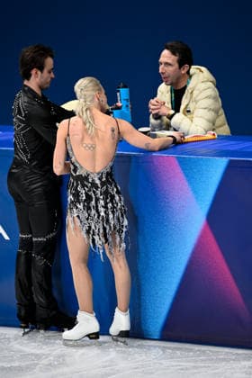 Winter Olympics - Olivia Smart and Tim Dieck At Figure skating, Eiskunstlauf Team Event Practice - Milan Olivia Smart and Tim Dieck of Spain during their practice of the Figure Skating Team Event at the Milano Cortina 2026 Winter Olympic Games, Olympische Spiele, Olympia, OS at Milano Ice Skating Arena on February 8, 2026 in Milan, Italy. Olivia Smart has tattoos of the olympic rings on her back. Photo by JMP ABACAPRESS.COM Milan Italy  Copyright: xJMP ABACAx