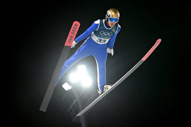 Predazzo, Italy, February 09th 2026. Timi Zajc of Slovenia in action during the Ski jumping, Skispringen, Ski, nordisch Mens Normal Hill Individual competition of the Olympic Winter games, Winterspiele,Spiele, Summer games 2026 in Predazzo, Italy. (Photo by Igor Kupljenik Sports Press Photo)  Copyright: xIgorxKupljenikx xSPPx Sportspressphoto_SPR90583