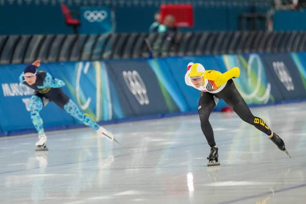 2026-02-09 - Milano Cortina 2026 Winter Olympics 1000m Women MILAN, ITALY - FEBRUARY 9: Isabelle van Elst of Belgium, Elizaveta Golubeva of Kazakhstan during the 1000m Women on day 3 of the Milano Cortina 2026 Winter Olympics at the Milano Speed skating, Eisschnelllauf Arena on February 9, 2026 in Milan, Italy Milan Milano Speed Skating Arena Italy Content not available for redistribution in The Netherlands directly or indirectly through any third parties. Copyright: xAndrexWeeningx