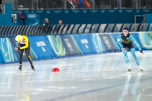 2026-02-09 - Milano Cortina 2026 Winter Olympics 1000m Women MILAN, ITALY - FEBRUARY 9: Isabelle van Elst of Belgium, Elizaveta Golubeva of Kazakhstan during the 1000m Women on day 3 of the Milano Cortina 2026 Winter Olympics at the Milano Speed skating, Eisschnelllauf Arena on February 9, 2026 in Milan, Italy Milan Milano Speed Skating Arena Italy Content not available for redistribution in The Netherlands directly or indirectly through any third parties. Copyright: xAndrexWeeningx
