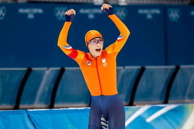 Femke Kok of the Netherlands celebrates after Women 1000m, Milano Cortina 2026 Winter Olympics: Day 3, Speed skating, Eisschnelllauf - Milano Cortina 2026 Winter Olympics: Day 3, Milano Speed Skating Stadium, February 9, 2026, Milan, Italy.