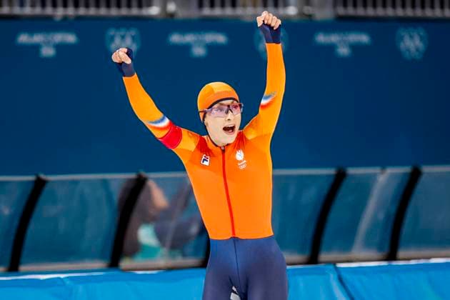 Femke Kok of the Netherlands celebrates after Women 1000m, Milano Cortina 2026 Winter Olympics: Day 3, Speed skating, Eisschnelllauf - Milano Cortina 2026 Winter Olympics: Day 3, Milano Speed Skating Stadium, February 9, 2026, Milan, Italy.