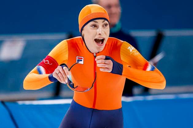 Femke Kok of the Netherlands celebrates after Women 1000m, Milano Cortina 2026 Winter Olympics: Day 3, Speed skating, Eisschnelllauf - Milano Cortina 2026 Winter Olympics: Day 3, Milano Speed Skating Stadium, February 9, 2026, Milan, Italy.
