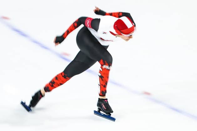 ITALY, MILAN - FEBRUARY 9, 2026: Rose Laliberte-Roy of Canada competes in the women s Speed skating, Eisschnelllauf 1000m event at Milano Speed Skating Stadium during the 2026 Winter Olympic Games, Olympische Spiele, Olympia, OS Mikhail Tereshchenko TASS  88447895
