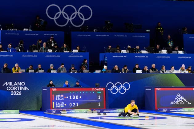260209 Rasmus Wrana of Sweden competes in a round robin mixed doubles curling semifinal match between Great Britain and Sweden during day 3 of the 2026 Winter Olympics on February 9, 2026 in Cortina. Photo: Jon Olav Nesvold BILDBYRAN COP 217 JE0114 curling Olympic Games, Olympische Spiele, Olympia, OS olympics winter olympics os ol olympiska spel vinter-os olympiske leker milano cortina 2026 milan cortina 2026 milano cortina 2026 olympic games milano cortina 2026 winter olympic games milano cortina-os milano cortina-ol vinter-ol 3 bbeng sweden sverige *** 260209 Rasmus Wrana of Sweden competes in a round robin mixed doubles curling semifinal match between Great Britain and Sweden during day 3 of the 2026 Winter Olympics on February 9, 2026 in Cortina Photo Jon Olav Nesvold BILDBYRAN COP 217 JE0114 curling olympic games olympics winter olympics os ol olympiska spel vinter os olympiske leker milano cortina 2026 milan cortina 2026 milano cortina 2026 olympic games milano cortina 2026 winter olympic games milano cortina os milano cortina ol vinter ol 3 bbeng sweden sverige  Copyright: JONxOLAVxNESVOLD BB260209JE016