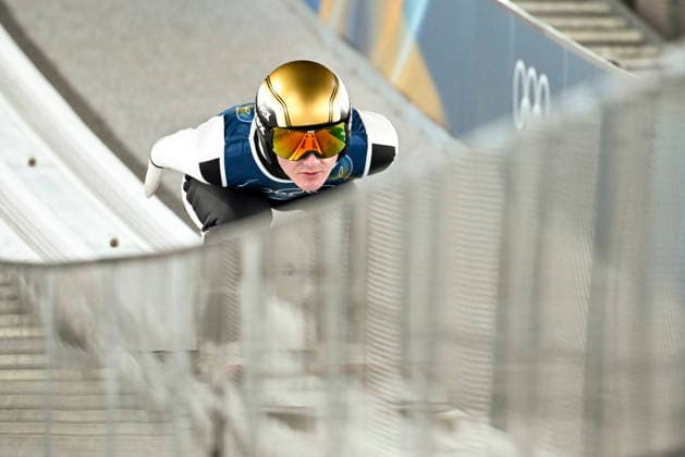 LKS 20260209 Domen Prevc of Slovenia during the trial round of the men s Ski jumping, Skispringen, Ski, nordisch normal hill event at the Predazzo Skijump Stadium at the Milano Cortina Winter Olympics on February 9, 2026. - RONI REKOMAA Predazzo Italy O-bxOLXgAbE  Copyright: xRonixRekomaax O-bxOLXgAbE