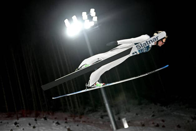 Predazzo, Italy, February 09th 2026. Anze Lanisek of Slovenia in action during the Ski jumping, Skispringen, Ski, nordisch Mens Normal Hill Individual competition of the Olympic Winter games, Winterspiele,Spiele, Summer games 2026 in Predazzo, Italy. (Photo by Igor Kupljenik Sports Press Photo)  Copyright: xIgorxKupljenikx xSPPx Sportspressphoto_SPR90586