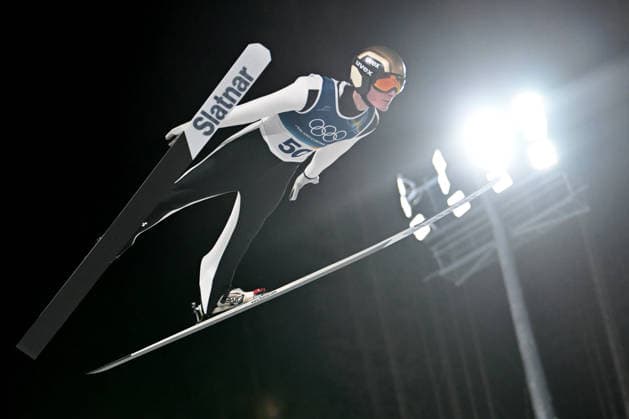 Predazzo, Italy, February 09th 2026. Domen Prevc of Slovenia in action during the Ski jumping, Skispringen, Ski, nordisch Mens Normal Hill Individual competition of the Olympic Winter games, Winterspiele,Spiele, Summer games 2026 in Predazzo, Italy. (Photo by Igor Kupljenik Sports Press Photo)  Copyright: xIgorxKupljenikx xSPPx Sportspressphoto_SPR90588