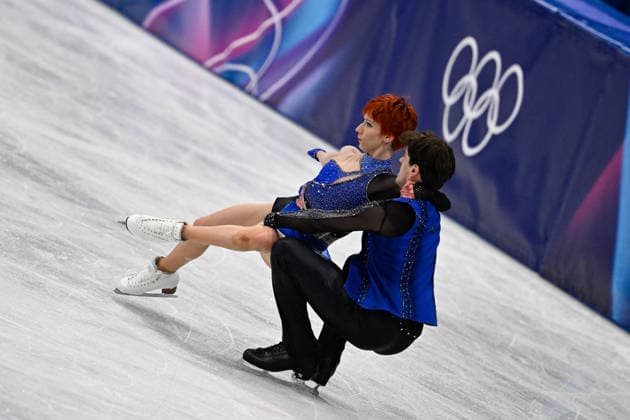 Evgeniia Lopareva And Geoffrey Brissaud At Figure skating, Eiskunstlauf Team Event Practice - Milan Evgeniia Lopareva and Geoffrey Brissaud of France during their practice of the Figure Skating Team Event at the Milano Cortina 2026 Winter Olympic Games, Olympische Spiele, Olympia, OS at Milano Ice Skating Arena on February 8, 2026 in Milan, Italy. Olivia Smart has tattoos of the olympic rings on her back. Photo by JMP ABACAPRESS.COM Milan Italy  Copyright: xJMP ABACAx