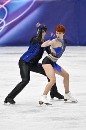 Evgeniia Lopareva And Geoffrey Brissaud At Figure skating, Eiskunstlauf Team Event Practice - Milan Evgeniia Lopareva and Geoffrey Brissaud of France during their practice of the Figure Skating Team Event at the Milano Cortina 2026 Winter Olympic Games, Olympische Spiele, Olympia, OS at Milano Ice Skating Arena on February 8, 2026 in Milan, Italy. Olivia Smart has tattoos of the olympic rings on her back. Photo by JMP ABACAPRESS.COM Milan Italy  Copyright: xJMP ABACAx
