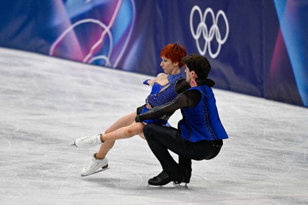 Evgeniia Lopareva And Geoffrey Brissaud At Figure skating, Eiskunstlauf Team Event Practice - Milan Evgeniia Lopareva and Geoffrey Brissaud of France during their practice of the Figure Skating Team Event at the Milano Cortina 2026 Winter Olympic Games, Olympische Spiele, Olympia, OS at Milano Ice Skating Arena on February 8, 2026 in Milan, Italy. Olivia Smart has tattoos of the olympic rings on her back. Photo by JMP ABACAPRESS.COM Milan Italy  Copyright: xJMP ABACAx