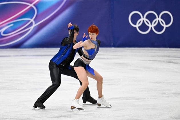 Evgeniia Lopareva And Geoffrey Brissaud At Figure skating, Eiskunstlauf Team Event Practice - Milan Evgeniia Lopareva and Geoffrey Brissaud of France during their practice of the Figure Skating Team Event at the Milano Cortina 2026 Winter Olympic Games, Olympische Spiele, Olympia, OS at Milano Ice Skating Arena on February 8, 2026 in Milan, Italy. Olivia Smart has tattoos of the olympic rings on her back. Photo by JMP ABACAPRESS.COM Milan Italy  Copyright: xJMP ABACAx