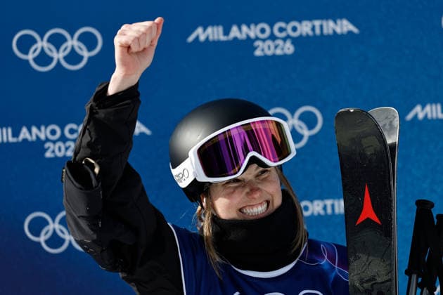 (260209) -- LIVIGNO, Feb. 9, 2026 -- Megan Oldham of Canada reacts during the freestyle skiing women s freeski slopestyle final at the Milan-Cortina 2026 Olympic Winter games, Winterspiele,Spiele, Summer games in Livigno, Italy, Feb. 9, 2026. ) (MICO2026)ITALY-LIVIGNO-OLYMPIC WINTER GAMES-FREESTYLE SKIING-WOMEN S FREESKI SLOPESTYLE-FINAL WangxPeng 