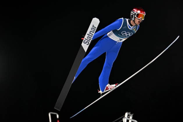 Predazzo, Italy, February 09th 2026. Muhammed Ali Bedir of France in action during the Ski jumping, Skispringen, Ski, nordisch Mens Normal Hill Individual competition of the Olympic Winter games, Winterspiele,Spiele, Summer games 2026 in Predazzo, Italy. (Photo by Igor Kupljenik Sports Press Photo)  Copyright: xIgorxKupljenikx xSPPx Sportspressphoto_SPR90592
