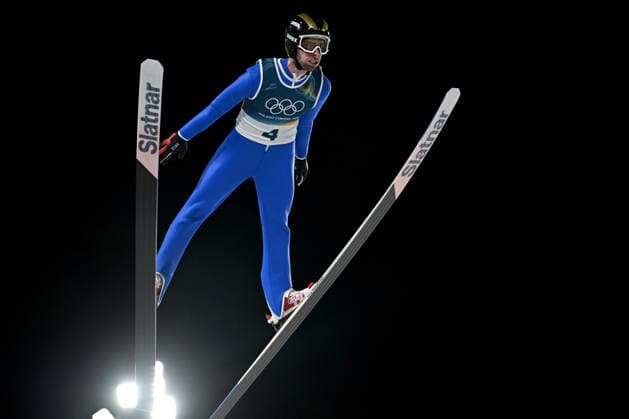 Predazzo, Italy, February 09th 2026. Fatih Arda Ipcioglu of France in action during the Ski jumping, Skispringen, Ski, nordisch Mens Normal Hill Individual competition of the Olympic Winter games, Winterspiele,Spiele, Summer games 2026 in Predazzo, Italy. (Photo by Igor Kupljenik Sports Press Photo)  Copyright: xIgorxKupljenikx xSPPx Sportspressphoto_SPR90594