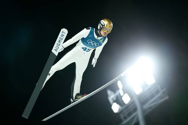 Olympische Winterspiele Milano Cortina 2026 Skispringen Normalschanze Einzel Männer am 09.02.2026 an der Predazzo Ski jumping, Skispringen, Ski, nordisch Stadium in Predazzo Philipp Raimund ( Deutschland ) *** Olympic Winter Games Milano Cortina 2026 Ski Jumping Normal Hill Individual Men on 09 02 2026 at the Predazzo Ski Jumping Stadium in Predazzo Philipp Raimund Germany xMSx