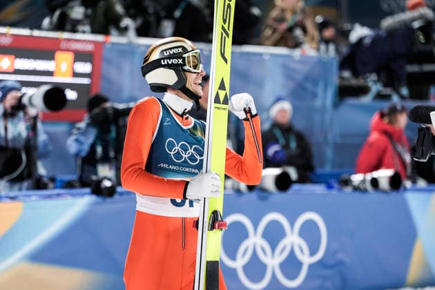 Winter Olympics in Milan Cortina 2026 Val di Fiemme 20260209. Gregor Deschwanden from Switzerland during the 1st round of the men s individual normal hill in the Predazzo Ski jumping, Skispringen, Ski, nordisch Stadium during the Winter Olympics in Milano Cortina 2026. Photo: Terje Pedersen NTB Val di Fiemme Norway EDITORIAL USE ONLY. RESTRICTED USE FOR BETTING COMPANIES Ref:_SPOFbwIkWxs_s0.jpg *** Winter Olympics in Milan Cortina 2026 Val di Fiemme 20260209 Gregor Deschwanden from Switzerland during the 1st round of the men s individual normal hill in the Predazzo Ski Jumping Stadium during the Winter Olympics in Milan Cortina 2026 Photo Terje Pedersen NTB Val di Fiemme Norway EDITORIAL USE ONLY RESTRICTED USE FOR BETTING COMPANIES  Copyright: xTerjexPedersenx xNTBx