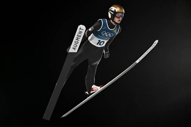Predazzo, Italy, February 09th 2026. Francesco Cecon of Italy in action during the Ski jumping, Skispringen, Ski, nordisch Mens Normal Hill Individual competition of the Olympic Winter games, Winterspiele,Spiele, Summer games 2026 in Predazzo, Italy. (Photo by Igor Kupljenik Sports Press Photo)  Copyright: xIgorxKupljenikx xSPPx Sportspressphoto_SPR90599