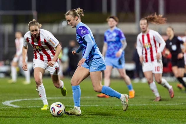 Google Pixel Frauen-Bundesliga: 1. FC Köln - SGS Essen; 09.02.2026 Paula Flach (SGS Essen, 5) am 17. Spieltag der Google Pixel Frauen-Bundesliga im Spiel des 1. FC Köln gegen die SGS Essen am 09.02.2026 im Franz-Kremer-Stadion in Köln. Copyright: xBEAUTIFULxSPORTS Meuselx