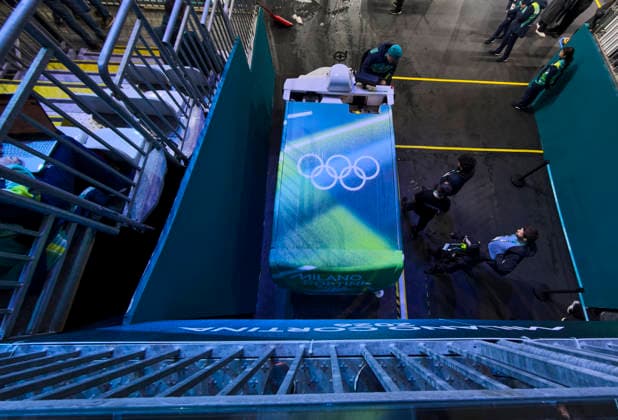 Ice machine at the preliminary women Ice hockey, Eishockey match Group B Germany - France of the Milano Cortina 2026 Winter Olympic Games, Olympische Spiele, Olympia, OS at Milano Rho Ice Hockey Arena on February 9, 2026 in Milan, Italy.
