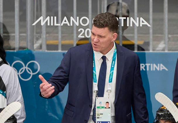 Headcoach Jeff MacLeod of Germany angry at the preliminary women Ice hockey, Eishockey match Group B Germany - France of the Milano Cortina 2026 Winter Olympic Games, Olympische Spiele, Olympia, OS at Milano Rho Ice Hockey Arena on February 9, 2026 in Milan, Italy.