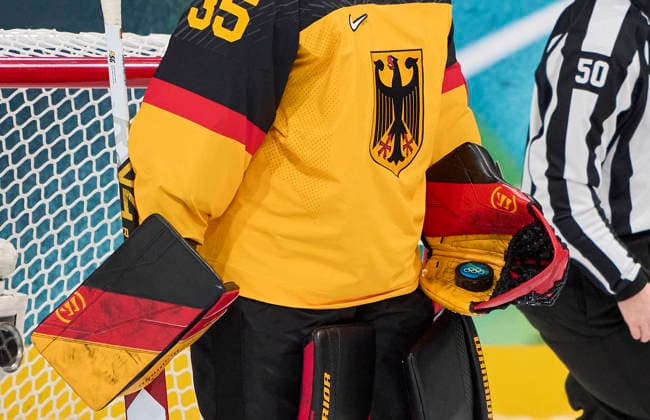 Sandra Abstreiter of Germany at the preliminary women Ice hockey, Eishockey match Group B Germany - France of the Milano Cortina 2026 Winter Olympic Games, Olympische Spiele, Olympia, OS at Milano Rho Ice Hockey Arena on February 9, 2026 in Milan, Italy.