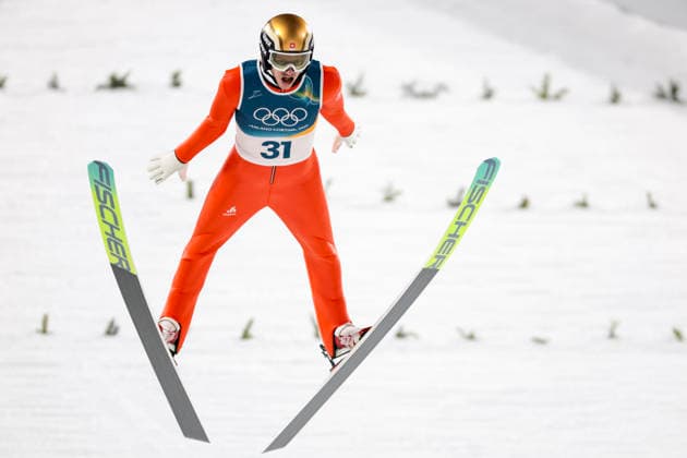 OLYMPICS - Winter Olympic Games, Olympische Spiele, Olympia, OS Milano Cortina 2026 VAL DI FIEMME,ITALY,09.FEB.26 - OLYMPICS, Ski jumping, Skispringen, Ski, nordisch - Winter Olympic Games Milano Cortina 2026, normal hill, men, individual. Image shows Gregor Deschwanden (SUI).  GEPAxpictures xMatthiasxTrinkl